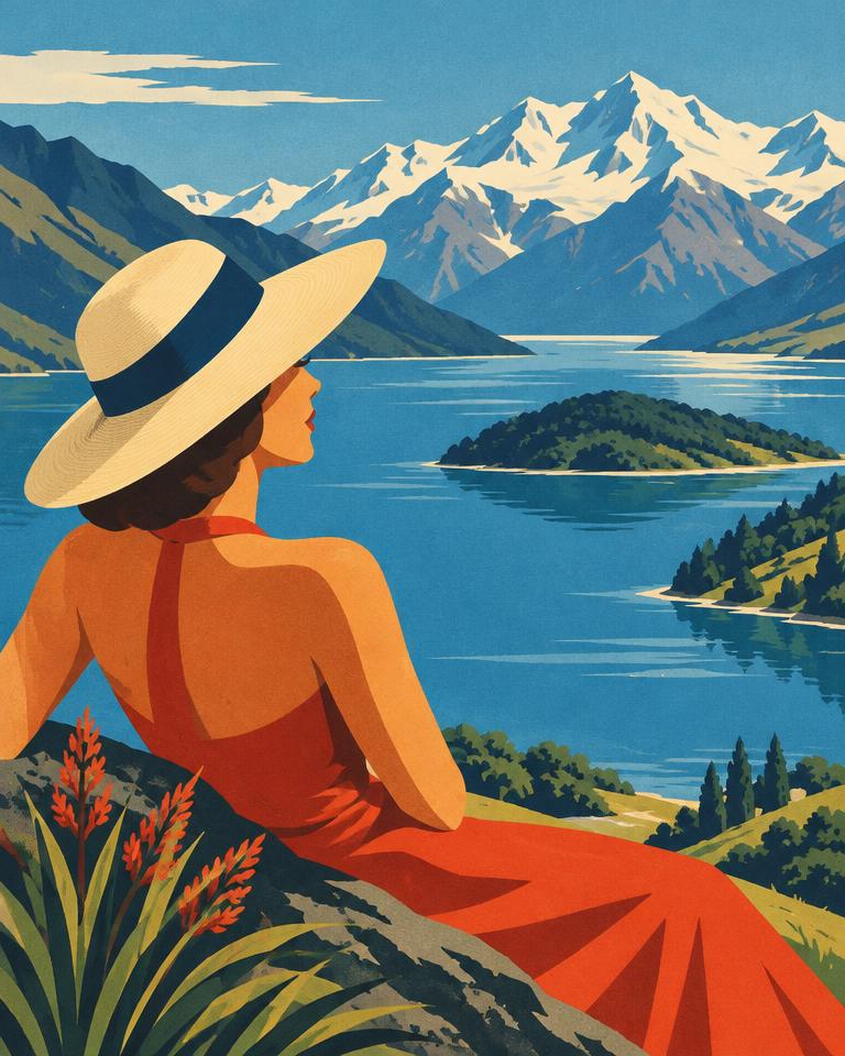 Vintage Aotearoa Travel Poster example artwork